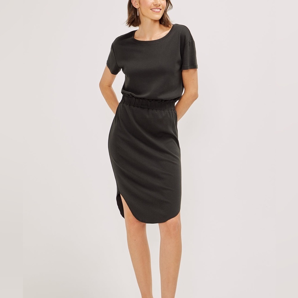 Three Dots Curved Hem Skirt Dress | Black | Size Small | NWT